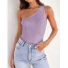 ZESICA Women’s One Shoulder Tank Summer Sleeveless T Shirt Ribbed Knit Slim Fit Sexy Casual Basic Tee Tops(Purple)