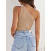 ZESICA Women’s One Shoulder Tank Summer Sleeveless T Shirt Ribbed Knit Slim Fit Sexy Casual Basic Tee Tops(Toffee)