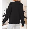ZESICA Women’s Oversized Bow Sweaters Fall 2026 Cute Crewneck Long Sleeve Knit Pullover Sweater Jumper Tops(Black)