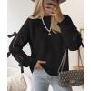 ZESICA Women’s Oversized Bow Sweaters Fall 2026 Cute Crewneck Long Sleeve Knit Pullover Sweater Jumper Tops(Black)