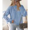 ZESICA Women’s Oversized Bow Sweaters Fall 2026 Cute Crewneck Long Sleeve Knit Pullover Sweater Jumper Tops(Blue)