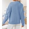 ZESICA Women’s Oversized Bow Sweaters Fall 2026 Cute Crewneck Long Sleeve Knit Pullover Sweater Jumper Tops(Blue)