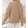 ZESICA Women’s Oversized Bow Sweaters Fall 2026 Cute Crewneck Long Sleeve Knit Pullover Sweater Jumper Tops(Khaki)