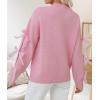 ZESICA Women’s Oversized Bow Sweaters Fall 2026 Cute Crewneck Long Sleeve Knit Pullover Sweater Jumper Tops(Pink)