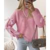 ZESICA Women’s Oversized Bow Sweaters Fall 2026 Cute Crewneck Long Sleeve Knit Pullover Sweater Jumper Tops(Pink)
