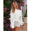 ZESICA Women’s Oversized Bow Sweaters Fall 2026 Cute Crewneck Long Sleeve Knit Pullover Sweater Jumper Tops(White)