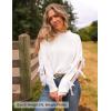 ZESICA Women’s Oversized Bow Sweaters Fall 2026 Cute Crewneck Long Sleeve Knit Pullover Sweater Jumper Tops(White)
