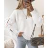 ZESICA Women’s Oversized Bow Sweaters Fall 2026 Cute Crewneck Long Sleeve Knit Pullover Sweater Jumper Tops(White)