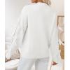 ZESICA Women’s Oversized Bow Sweaters Fall 2026 Cute Crewneck Long Sleeve Knit Pullover Sweater Jumper Tops(White)