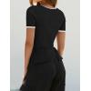 ZESICA Women’s Short Sleeve Square Neck Color Block T Shirt 2026 Summer Slim Fit Ribbed Knit Basic Tee Tops(Black)