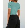 ZESICA Women’s Short Sleeve Square Neck Color Block T Shirt 2026 Summer Slim Fit Ribbed Knit Basic Tee Tops(Mint)
