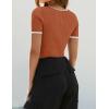 ZESICA Women’s Short Sleeve Square Neck Color Block T Shirt 2026 Summer Slim Fit Ribbed Knit Basic Tee Tops(Rust)