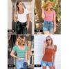 ZESICA Women’s Short Sleeve Square Neck Color Block T Shirt 2026 Summer Slim Fit Ribbed Knit Basic Tee Tops(Rust)