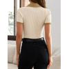 ZESICA Women’s Short Sleeve V Neck T Shirts 2026 Summer Ribbed Knit Slim Fitted Basic Solid Color Tee Tops(Beige)