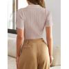 ZESICA Women’s Short Sleeve V Neck T Shirts 2026 Summer Ribbed Knit Slim Fitted Basic Solid Color Tee Tops(Dustypink)