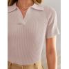ZESICA Women’s Short Sleeve V Neck T Shirts 2026 Summer Ribbed Knit Slim Fitted Basic Solid Color Tee Tops(Dustypink)