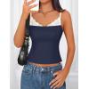 ZESICA Women’s Sleeveless Lace Camisole Tops Summer 2026 Spaghetti Strap Tank Top Y2k Sexy Going Out Trendy Shirts(Navy)