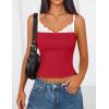 ZESICA Women’s Sleeveless Lace Camisole Tops Summer 2026 Spaghetti Strap Tank Top Y2k Sexy Going Out Trendy Shirts(Red)