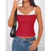 ZESICA Women’s Sleeveless Lace Camisole Tops Summer 2026 Spaghetti Strap Tank Top Y2k Sexy Going Out Trendy Shirts(Red)