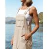 ZESICA Women’s Sleeveless Overalls Jumpsuit Casual Loose Adjustable Straps Bib Long Pant Jumpsuits with Pockets(Apricot)