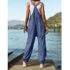 ZESICA Women’s Sleeveless Overalls Jumpsuit Casual Loose Adjustable Straps Bib Long Pant Jumpsuits with Pockets(Dusty Blue)