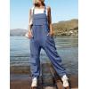 ZESICA Women’s Sleeveless Overalls Jumpsuit Casual Loose Adjustable Straps Bib Long Pant Jumpsuits with Pockets(Dusty Blue)