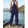 ZESICA Women’s Sleeveless Overalls Jumpsuit Casual Loose Adjustable Straps Bib Long Pant Jumpsuits with Pockets(Navy)