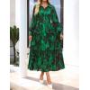 ZESICA Women’s Spring Floral Long Sleeve Maxi Dresses 2026 Casual Button Belted Chiffon Boho Wedding Guest Party Dress(Darkgreen)