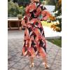 ZESICA Women’s Spring Floral Long Sleeve Maxi Dresses 2026 Casual Button Belted Chiffon Boho Wedding Guest Party Dress(Orange)