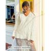 ZESICA Women’s Spring Oversized Sweaters 2026 Casual Long Sleeve V Neck Cable Knit Trendy Pullover Tops(Apricot)