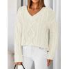 ZESICA Women’s Spring Oversized Sweaters 2026 Casual Long Sleeve V Neck Cable Knit Trendy Pullover Tops(Apricot)