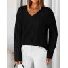 ZESICA Women’s Spring Oversized Sweaters 2026 Casual Long Sleeve V Neck Cable Knit Trendy Pullover Tops(Black)