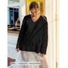 ZESICA Women’s Spring Oversized Sweaters 2026 Casual Long Sleeve V Neck Cable Knit Trendy Pullover Tops(Black)
