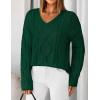 ZESICA Women’s Spring Oversized Sweaters 2026 Casual Long Sleeve V Neck Cable Knit Trendy Pullover Tops(Darkgreen)