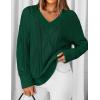 ZESICA Women’s Spring Oversized Sweaters 2026 Casual Long Sleeve V Neck Cable Knit Trendy Pullover Tops(Darkgreen)