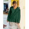 ZESICA Women’s Spring Oversized Sweaters 2026 Casual Long Sleeve V Neck Cable Knit Trendy Pullover Tops(Darkgreen)