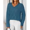 ZESICA Women’s Spring Oversized Sweaters 2026 Casual Long Sleeve V Neck Cable Knit Trendy Pullover Tops(Dustyblue)