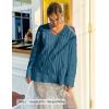 ZESICA Women’s Spring Oversized Sweaters 2026 Casual Long Sleeve V Neck Cable Knit Trendy Pullover Tops(Dustyblue)