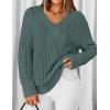 ZESICA Women’s Spring Oversized Sweaters 2026 Casual Long Sleeve V Neck Cable Knit Trendy Pullover Tops(Dustygreen)