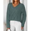 ZESICA Women’s Spring Oversized Sweaters 2026 Casual Long Sleeve V Neck Cable Knit Trendy Pullover Tops(Dustygreen)