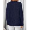 ZESICA Women’s Spring Oversized Sweaters 2026 Casual Long Sleeve V Neck Cable Knit Trendy Pullover Tops(Navy)