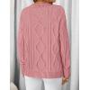 ZESICA Women’s Spring Oversized Sweaters 2026 Casual Long Sleeve V Neck Cable Knit Trendy Pullover Tops(Pink)