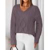 ZESICA Women’s Spring Oversized Sweaters 2026 Casual Long Sleeve V Neck Cable Knit Trendy Pullover Tops(Purple)