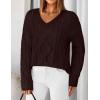 ZESICA Women’s Spring Oversized Sweaters 2026 Casual Long Sleeve V Neck Cable Knit Trendy Pullover Tops(Wine)