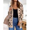 ZESICA Women’s Spring Winter Long Sleeves Open Front Leopard Print Knitted Sweater Cardigan Coat Outwear(A Beige)