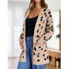 ZESICA Women’s Spring Winter Long Sleeves Open Front Leopard Print Knitted Sweater Cardigan Coat Outwear(A Beige)