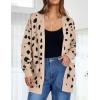 ZESICA Women’s Spring Winter Long Sleeves Open Front Leopard Print Knitted Sweater Cardigan Coat Outwear(A Beige)