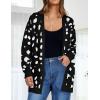 ZESICA Women’s Spring Winter Long Sleeves Open Front Leopard Print Knitted Sweater Cardigan Coat Outwear(A Black)