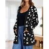 ZESICA Women’s Spring Winter Long Sleeves Open Front Leopard Print Knitted Sweater Cardigan Coat Outwear(A Black)