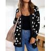 ZESICA Women’s Spring Winter Long Sleeves Open Front Leopard Print Knitted Sweater Cardigan Coat Outwear(A Black)